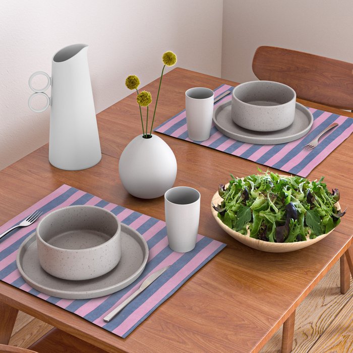 STRIPES - 005 - pink and blue Placemat Gallery Image 2
