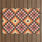 70s color squares pattern  Outdoor Rug Gallery Image 1