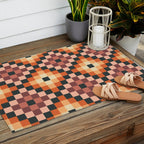 70s color squares pattern  Outdoor Rug Gallery Image 2