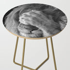 Even Lions Have Bad Days - The Lion Sleeps Tonight black and white photograph  Side Table Gallery Image 2