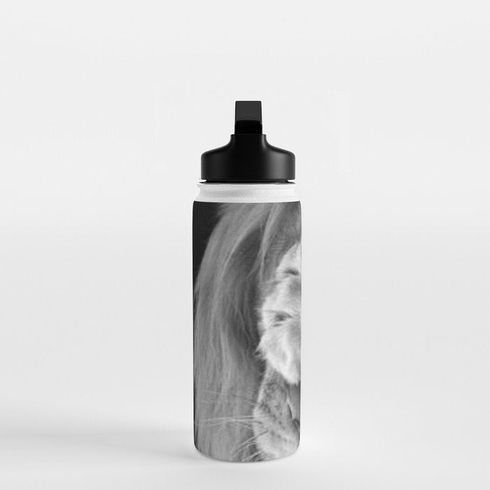 Even Lions Have Bad Days - The Lion Sleeps Tonight black and white photograph  Water Bottle Gallery Image 3