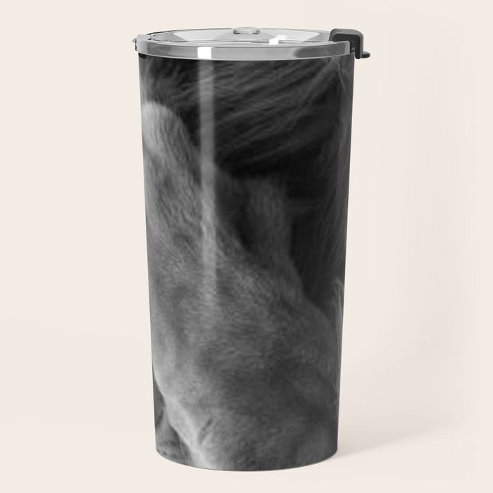 Even Lions Have Bad Days - The Lion Sleeps Tonight black and white photograph  Travel Mug Gallery Image 2