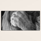 Even Lions Have Bad Days - The Lion Sleeps Tonight black and white photograph  Desk Mat Gallery Image 3