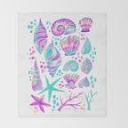 Painted Seashells - Periwinkle & Mint Throw Blanket Gallery Image 2
