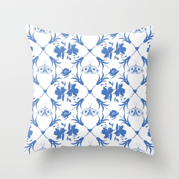 Floral Pleasure blue B Throw Pillow Gallery Image 6