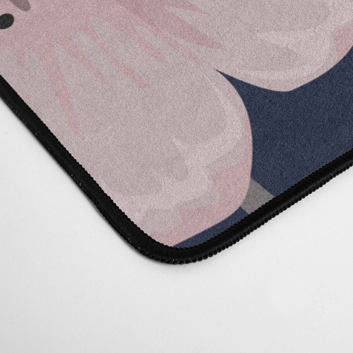 Modern, Boho, Floral Prints, Navy and Pink Desk Mat Gallery Image 4