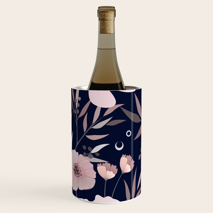 Modern, Boho, Floral Prints, Navy and Pink Wine Chiller Gallery Image 2
