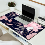 Modern, Boho, Floral Prints, Navy and Pink Desk Mat Gallery Image 2