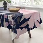 Modern, Boho, Floral Prints, Navy and Pink Tablecloth Gallery Image 3