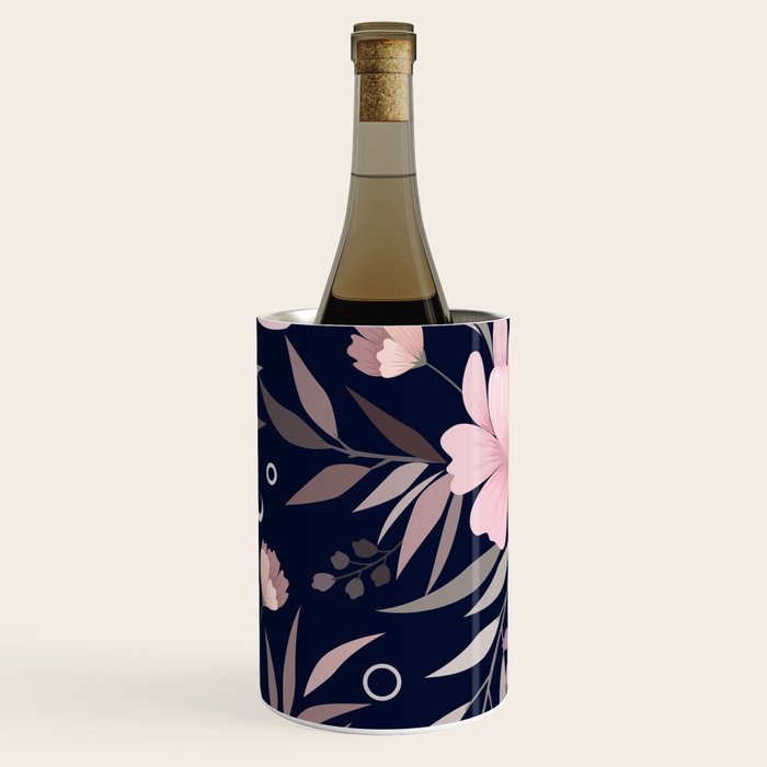 Modern, Boho, Floral Prints, Navy and Pink Wine Chiller Gallery Image 1