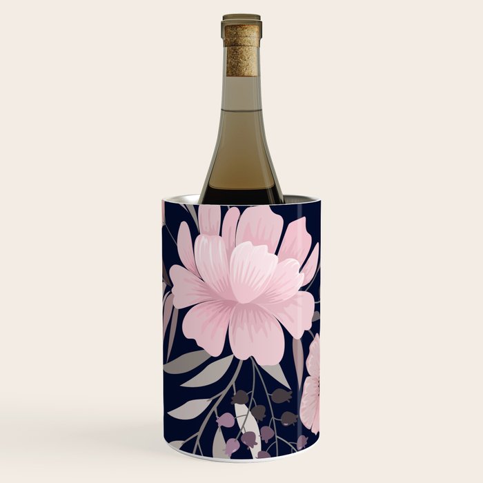 Modern, Boho, Floral Prints, Navy and Pink Wine Chiller Gallery Image 3