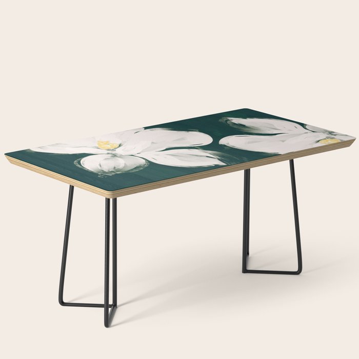 White Flowers On Green Coffee Table Gallery Image 1