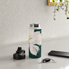White Flowers On Green Water Bottle Gallery Image 4