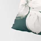 White Flowers On Green Pillow Sham Gallery Image 4