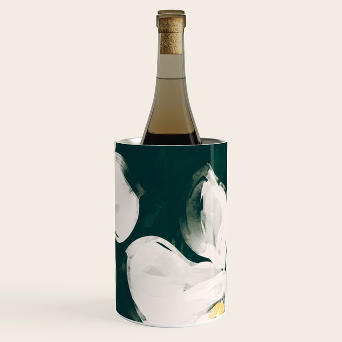 White Flowers On Green Wine Chiller Gallery Image 3
