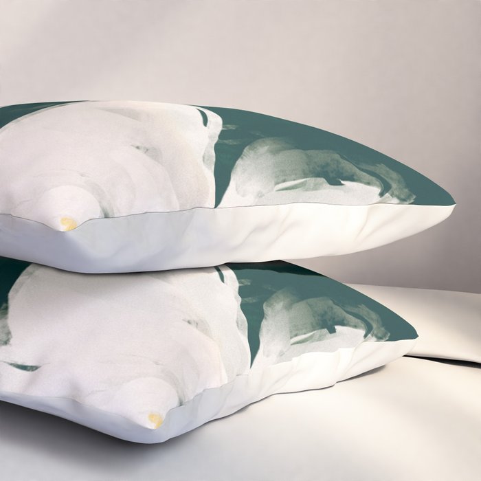 White Flowers On Green Pillow Sham Gallery Image 3