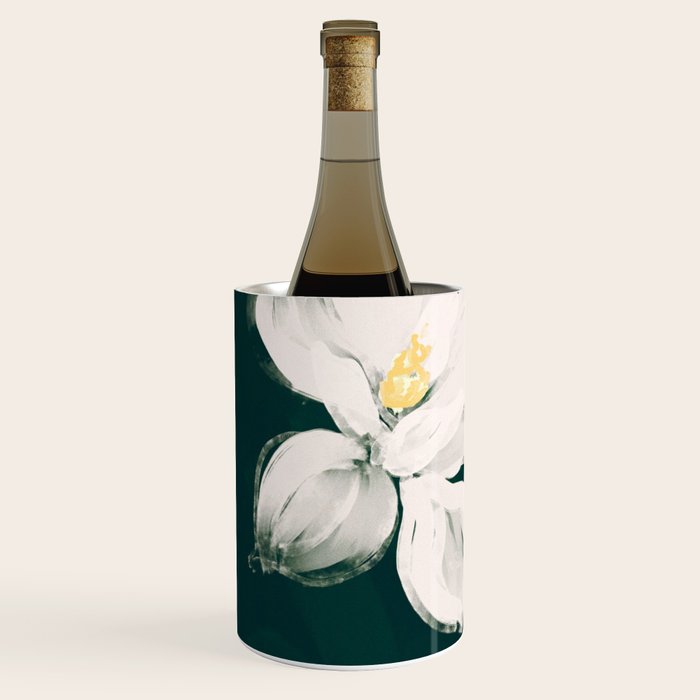 White Flowers On Green Wine Chiller Gallery Image 2