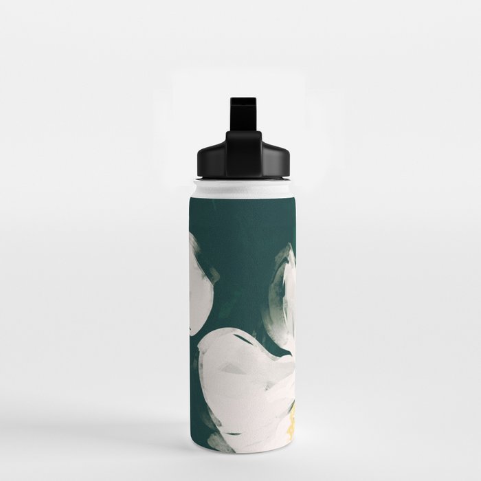 White Flowers On Green Water Bottle Gallery Image 2