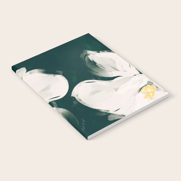 White Flowers On Green Notebook Gallery Image 2