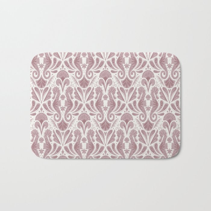 Seahorse Damask  Lilac Purple Bath Mat Gallery Image 1
