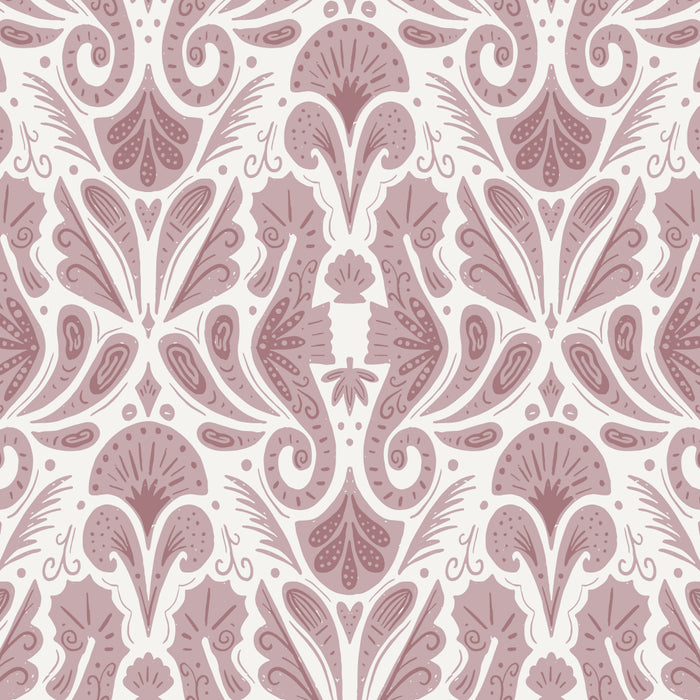 Seahorse Damask  Lilac Purple Coffee Mug Gallery Image 2