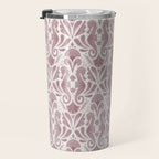 Seahorse Damask  Lilac Purple Travel Mug Gallery Image 3