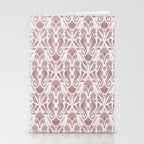 Seahorse Damask  Lilac Purple Stationery Card Gallery Image 2