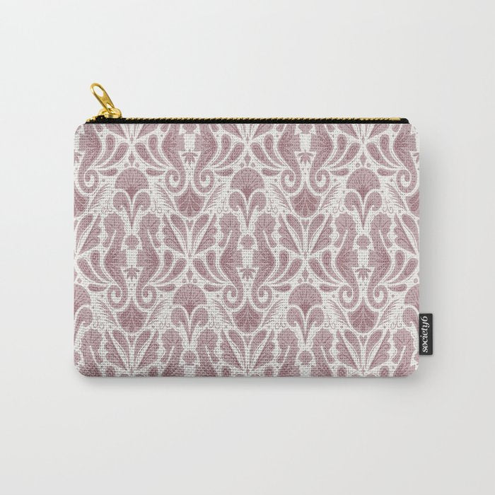 Seahorse Damask  Lilac Purple Carry All Pouch Gallery Image 1