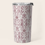 Seahorse Damask  Lilac Purple Travel Mug Gallery Image 2