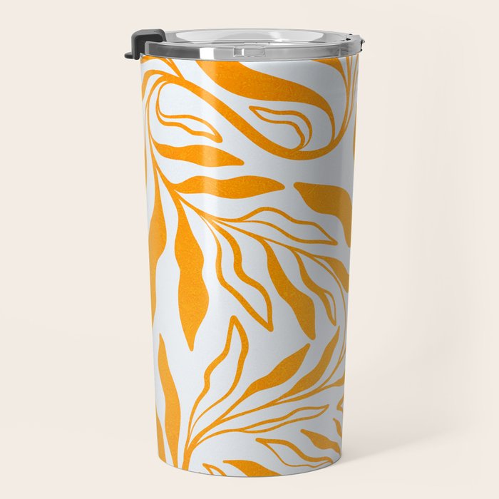 Endless Leaf Summer Illustration 1 Tangerine on pastel blue Travel Mug Gallery Image 3
