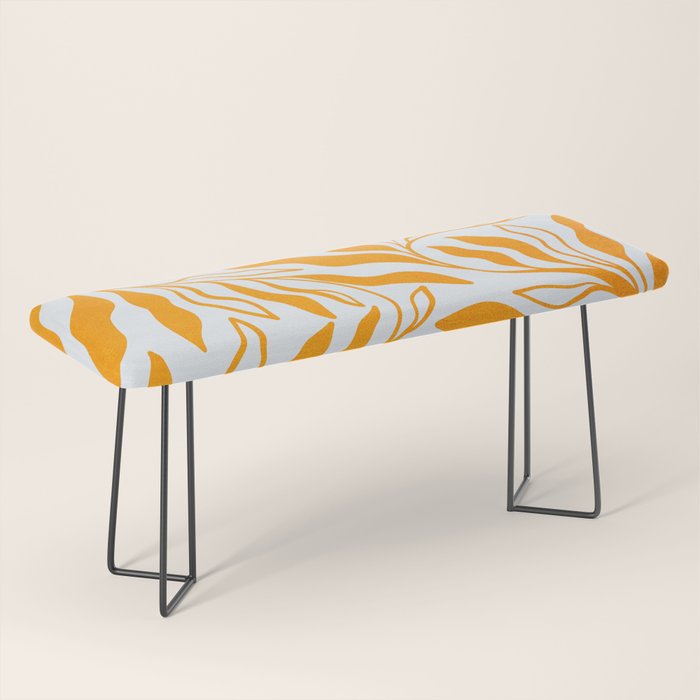 Endless Leaf Summer Illustration 1 Tangerine on pastel blue Bench Gallery Image 1