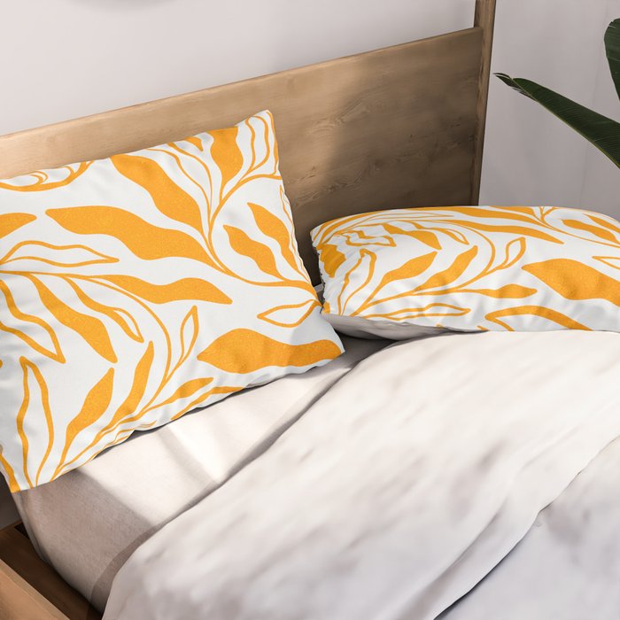 Endless Leaf Summer Illustration 1 Tangerine on pastel blue Pillow Sham Gallery Image 2