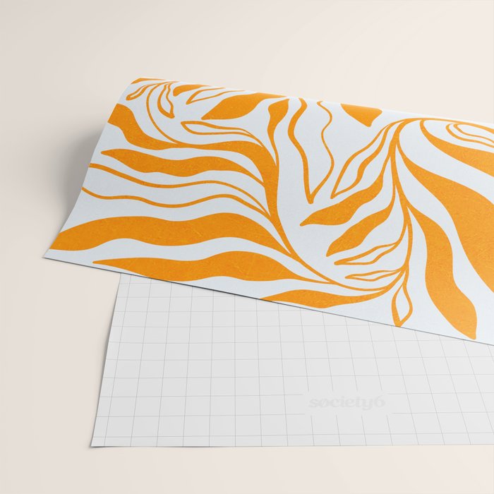Endless Leaf Summer Illustration 1 Tangerine on pastel blue Wrapping Paper Gallery Image 2