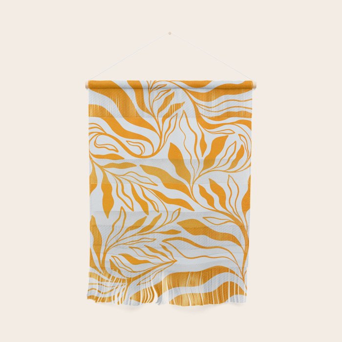 Endless Leaf Summer Illustration 1 Tangerine on pastel blue Wall Hanging Gallery Image 1