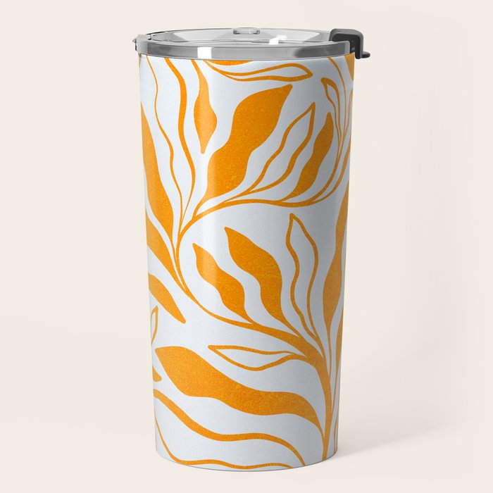 Endless Leaf Summer Illustration 1 Tangerine on pastel blue Travel Mug Gallery Image 2