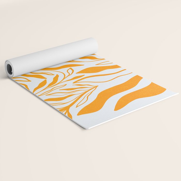 Endless Leaf Summer Illustration 1 Tangerine on pastel blue Yoga Mat Gallery Image 2