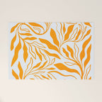 Endless Leaf Summer Illustration 1 Tangerine on pastel blue Welcome Mat Gallery Image 1