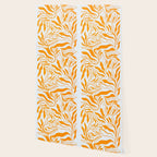 Endless Leaf Summer Illustration 1 Tangerine on pastel blue Wallpaper Gallery Image 2