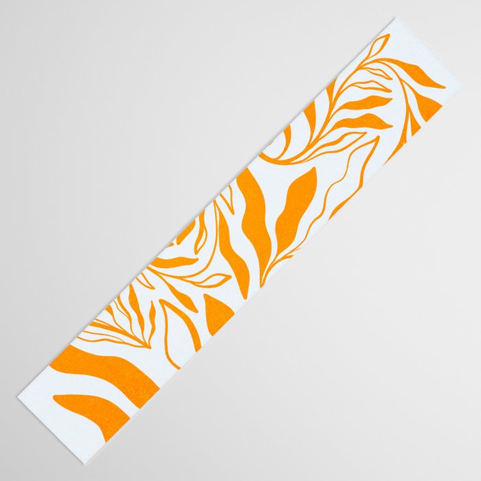 Endless Leaf Summer Illustration 1 Tangerine on pastel blue Table Runner Gallery Image 3