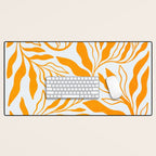 Endless Leaf Summer Illustration 1 Tangerine on pastel blue Desk Mat Gallery Image 1