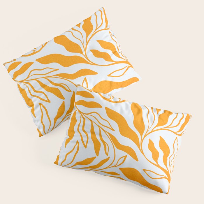 Endless Leaf Summer Illustration 1 Tangerine on pastel blue Pillow Sham Gallery Image 3