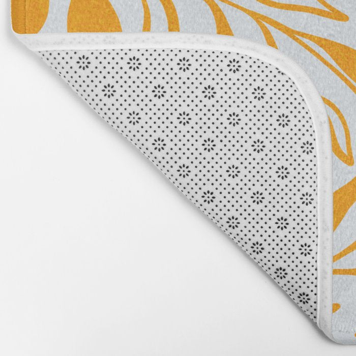Endless Leaf Summer Illustration 1 Tangerine on pastel blue Bath Mat Gallery Image 2