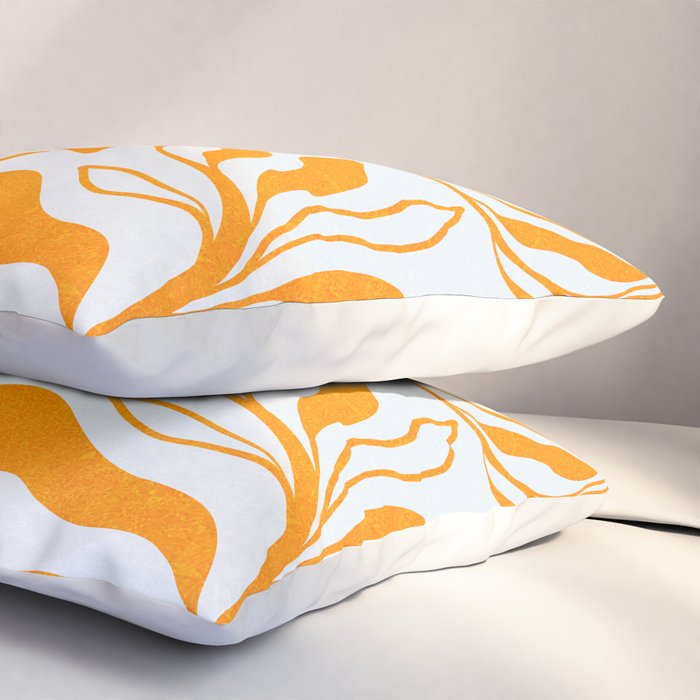 Endless Leaf Summer Illustration 1 Tangerine on pastel blue Pillow Sham Gallery Image 3