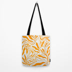 Endless Leaf Summer Illustration 1 Tangerine on pastel blue Tote Bag Gallery Image 2