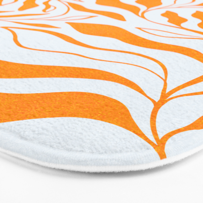 Endless Leaf Summer Illustration 1 Tangerine on pastel blue Bath Mat Gallery Image 3