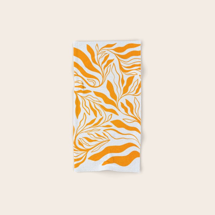 Endless Leaf Summer Illustration 1 Tangerine on pastel blue Bath Towel Gallery Image 1
