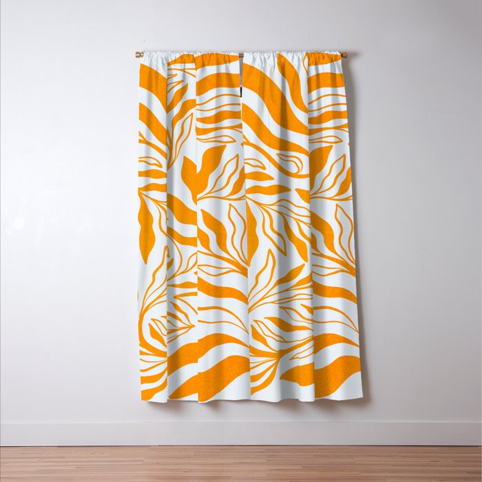 Endless Leaf Summer Illustration 1 Tangerine on pastel blue Window Curtain Gallery Image 3