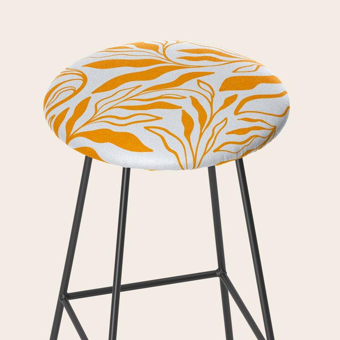 Endless Leaf Summer Illustration 1 Tangerine on pastel blue Stool Gallery Image 2