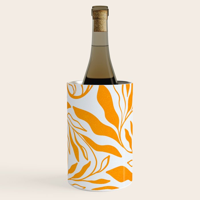 Endless Leaf Summer Illustration 1 Tangerine on pastel blue Wine Chiller Gallery Image 1