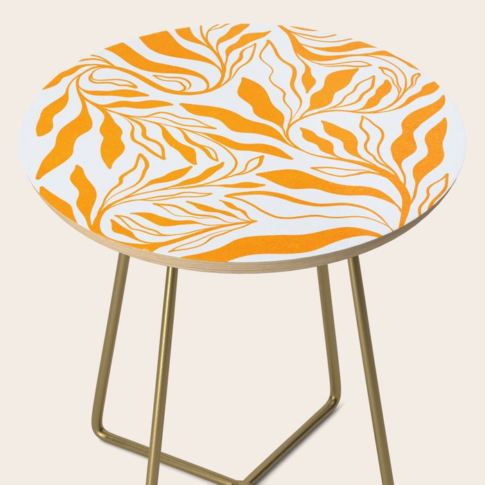 Endless Leaf Summer Illustration 1 Tangerine on pastel blue Side Table Gallery Image 2